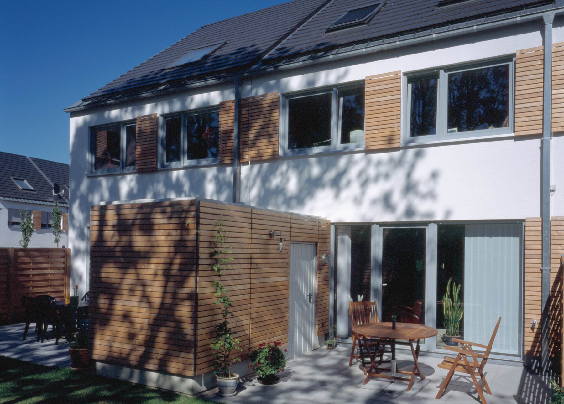 Wohnsiedlung 25 Einfamilienhäuser Witten Außenansicht Terrasse