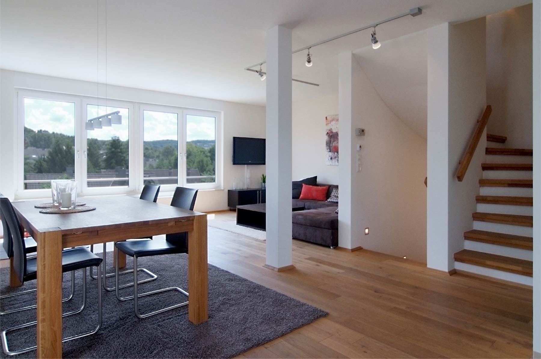 Wohnsiedlung 14 Einfamilienhäuser Witten Esszimmer Wohnzimmer Treppe